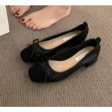 Xajzpa New Women Cute Ballerina Low Heel Shoes Lady Slipony Butterfly Knot Vintage Kawaii Mocasines Loafers Girl Lolita Mom Shoes